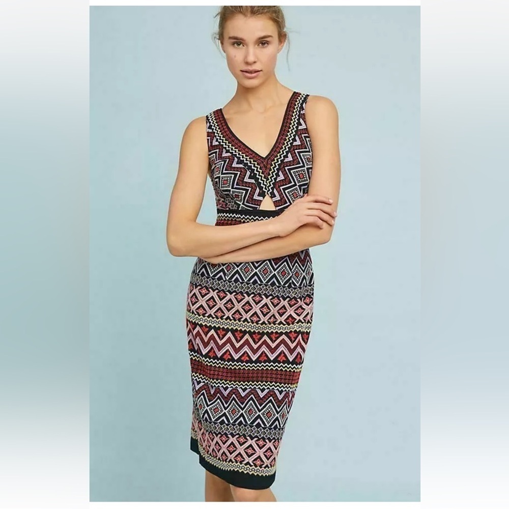 ANTHROPOLOGIE Akemi +  Kim Geo-Embroidered Column Dress size 8